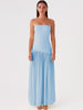 Solid Color Strapless High-Waist Split Hem Panelled Dress