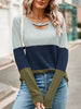 Colorblock Hollow-Out Loose Sweatshirt