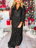 Long Sleeve V Neck Sequin Maxi Dress