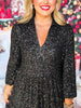 Long Sleeve V Neck Sequin Maxi Dress
