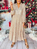 Long Sleeve V Neck Sequin Maxi Dress