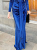 Sexy Long-Sleeve Velvet V-Neck Dress