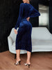 Sequined Velvet High-Slit Midi Dress
