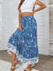 High Waist Eyelet Detail Skirt In Blue