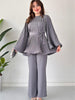 Pleated Flare Tops Pants Set