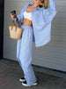 Blue Casual Shirt Two-Piece Set