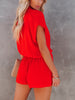 The Relaxed Drape Romper - Poppy