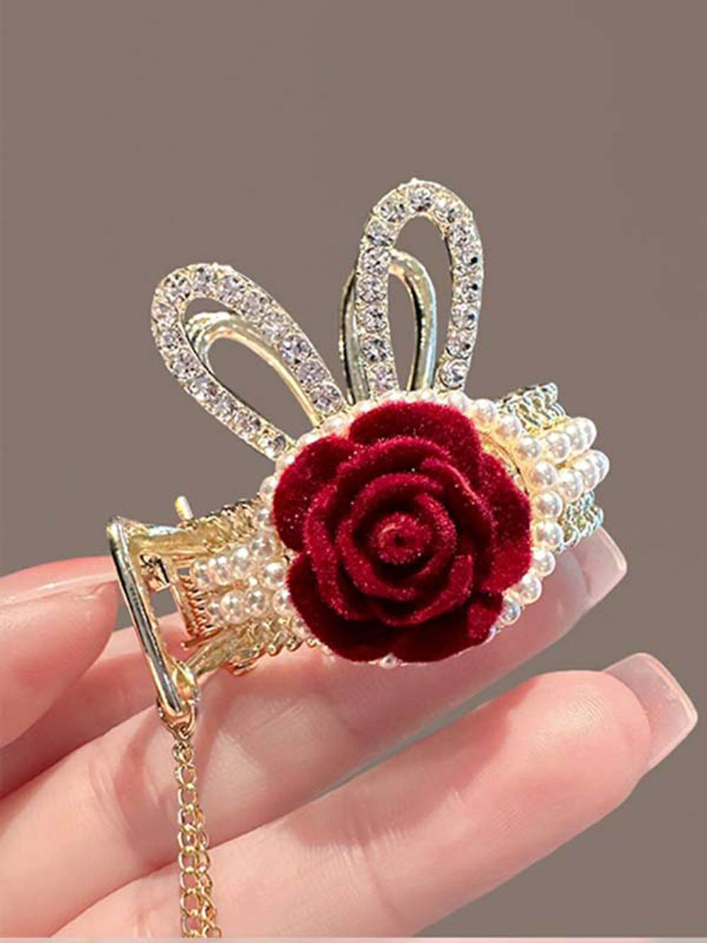 Antler & Bunny Ears Rose Hair Clip