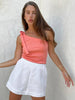 Ruffles Lace Up Long Sleeve Shorts Set