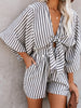 V-Neck Cotton Pocketed Tie Romper