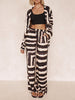 Signature Strip Textured Chocolate Print Baggy Pants-Set