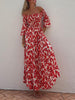 Floral Print Smocked Off Shoulder Pocketed Maxi Dress