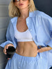 Blue Casual Shirt Two-Piece Set