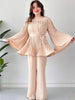Pleated Flare Tops Pants Set