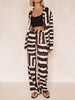 Signature Strip Textured Chocolate Print Baggy Pants-Set