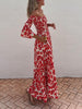 Floral Print Smocked Off Shoulder Pocketed Maxi Dress