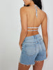 Blue Floral Halter Tank Tops