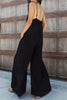 Solid Patchwork Spaghetti Strap Oversized Maxi Jumpsuit In Black