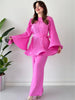 Pleated Flare Tops Pants Set