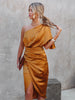 One Shoulder Midi Dress: Drape Asymmetric
