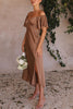 Side Split Midi Dress: Off The Shoulder Flutter Sleeve