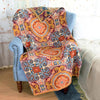 Cotton bathroom towel with colorful bohemian mandala design, soft and absorbent bath towel for daily use