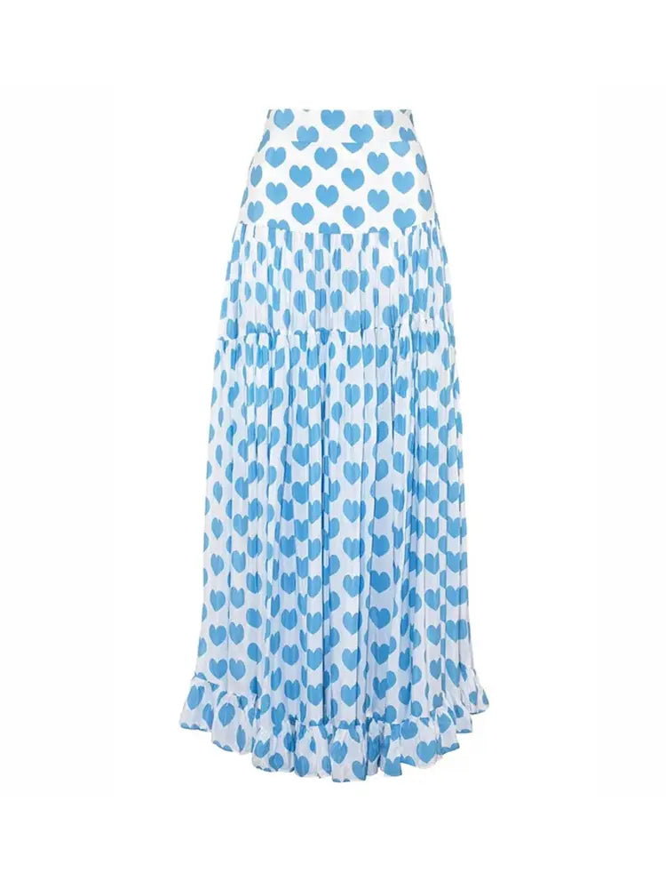 Heart Print Skirted Bikini Vacation Set