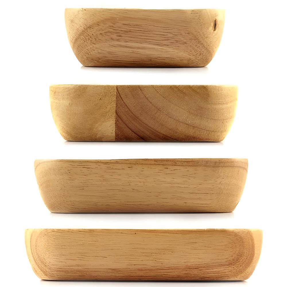 Natural Wood Square Bowl