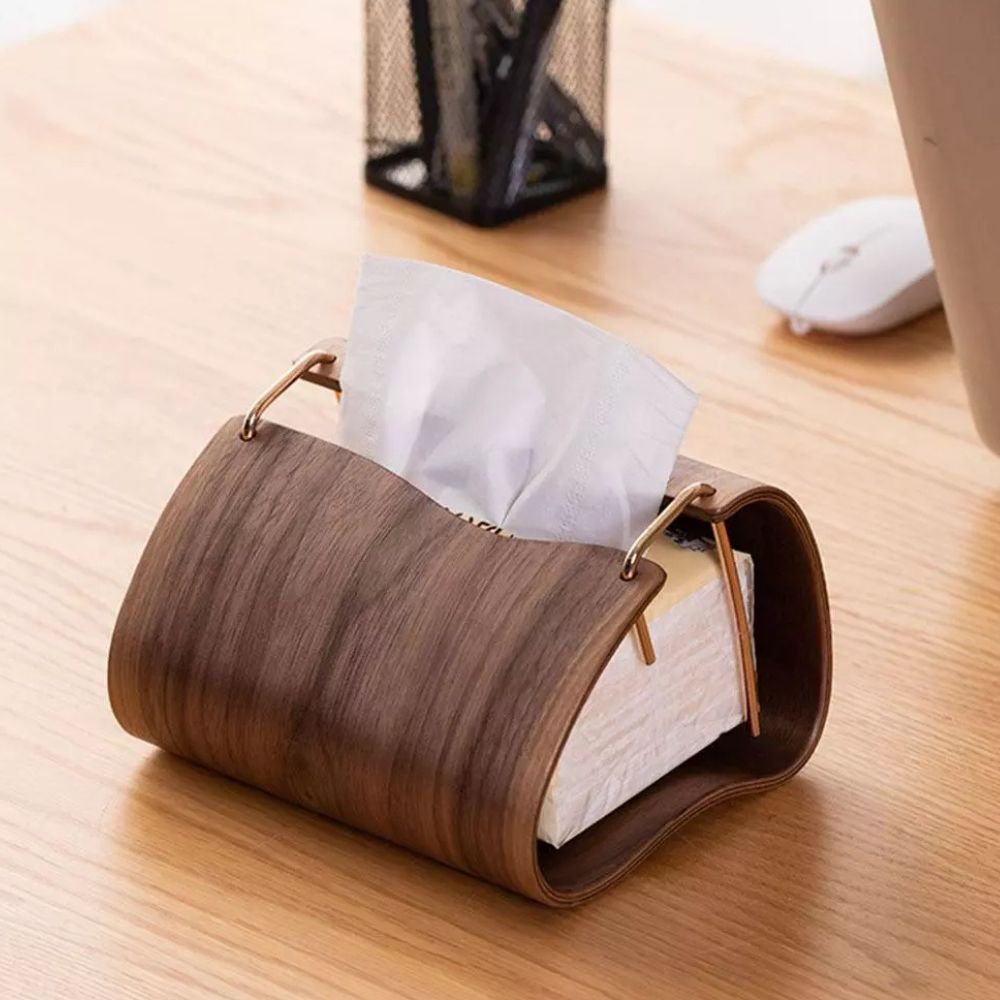 Wooden Brass Tissue Holder