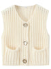 Sleeveless Cropped Knit Sweater Cardigan