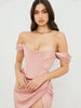 Cap Shoulder Corset Bodycon Midi Dress - Nude Pink