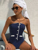 Navy Bandeau One Piece Shorts Set
