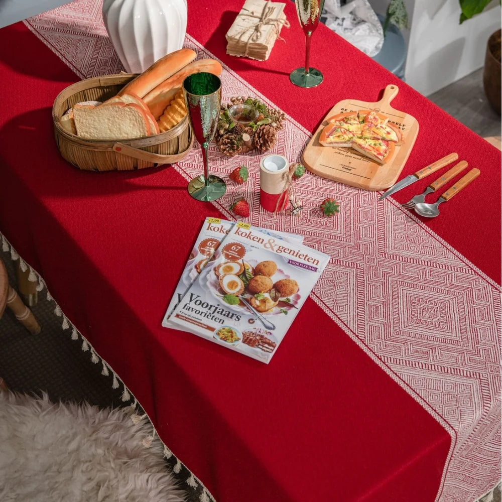 Glisstra Geometric Tassel Tablecloth