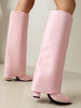 Pointed toe high heel western jeans boots
