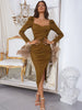 Strapless Long Sleeve Backless Dress