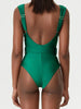 Solid Color Elegant One-Piece Swimsuit Set