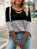 Colorblock Hollow-Out Loose Sweatshirt