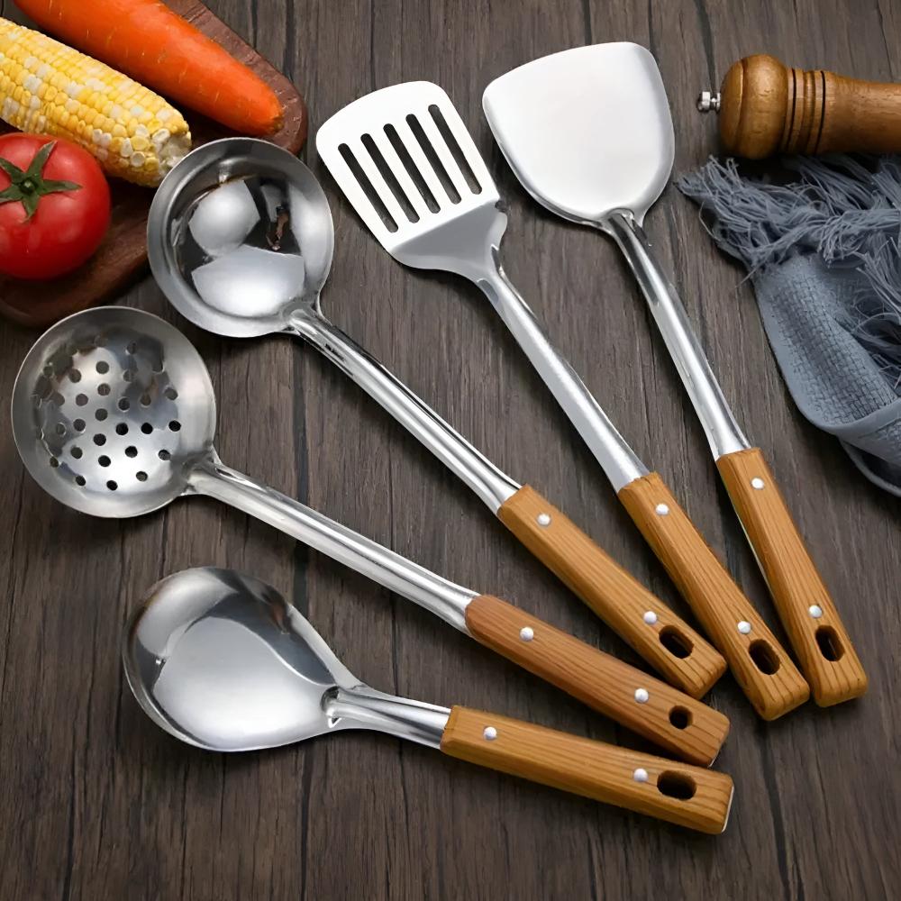 Classic Stainless Steel Kitchen Utensil Set (5 Sets)