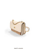 Studded Letter Print Chain Top Handle Bag