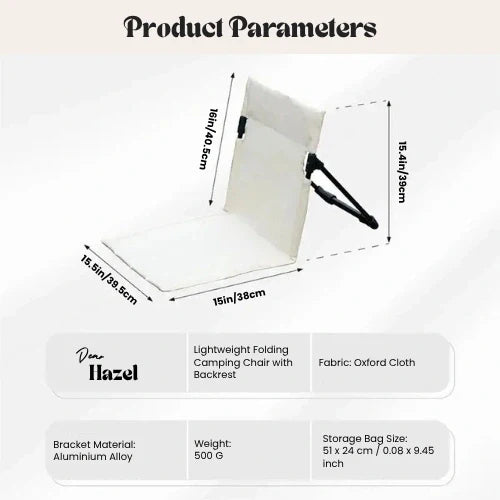 Lightweight Folding Camping Chair with Backrest – Portable Outdoor Folding Chair for Picnics and Beach, 500g