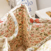 Vintage floral fabric storage basket with handles, quilted collapsible organizer for home decor and storage