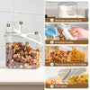 Airtight plastic food storage containers with measuring cup lid, kitchen canisters for rice, grains, beans, and cereals