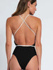 Halter Solid Color Floral Embellished Swimsuit