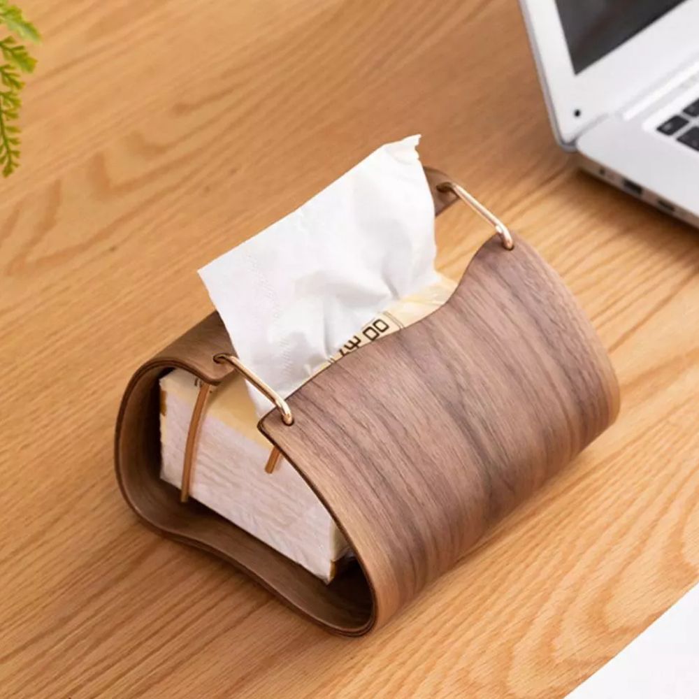 Wooden Brass Tissue Holder