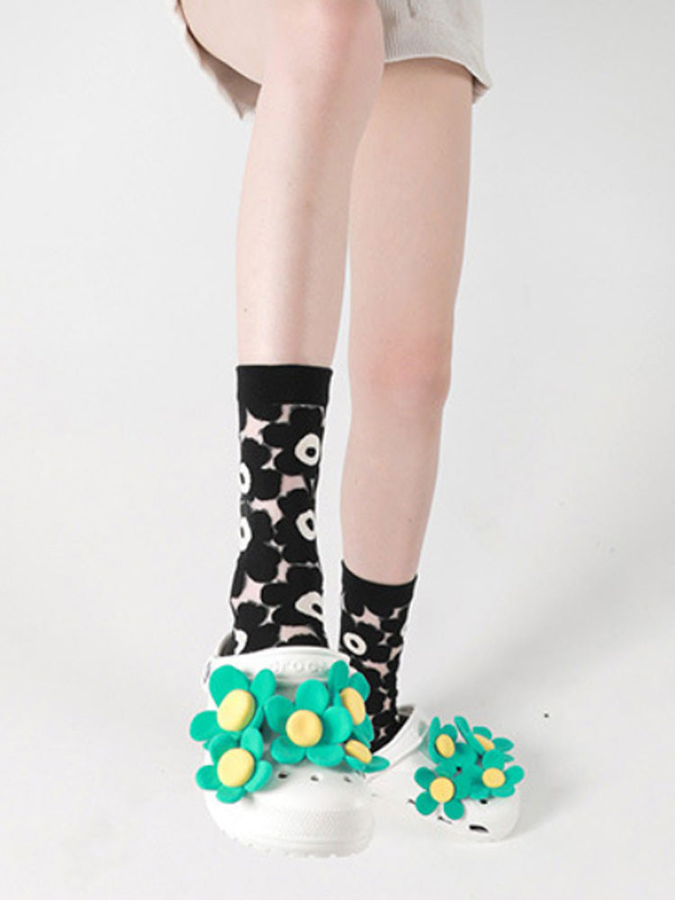 Patchwork Flower Crystal Socks
