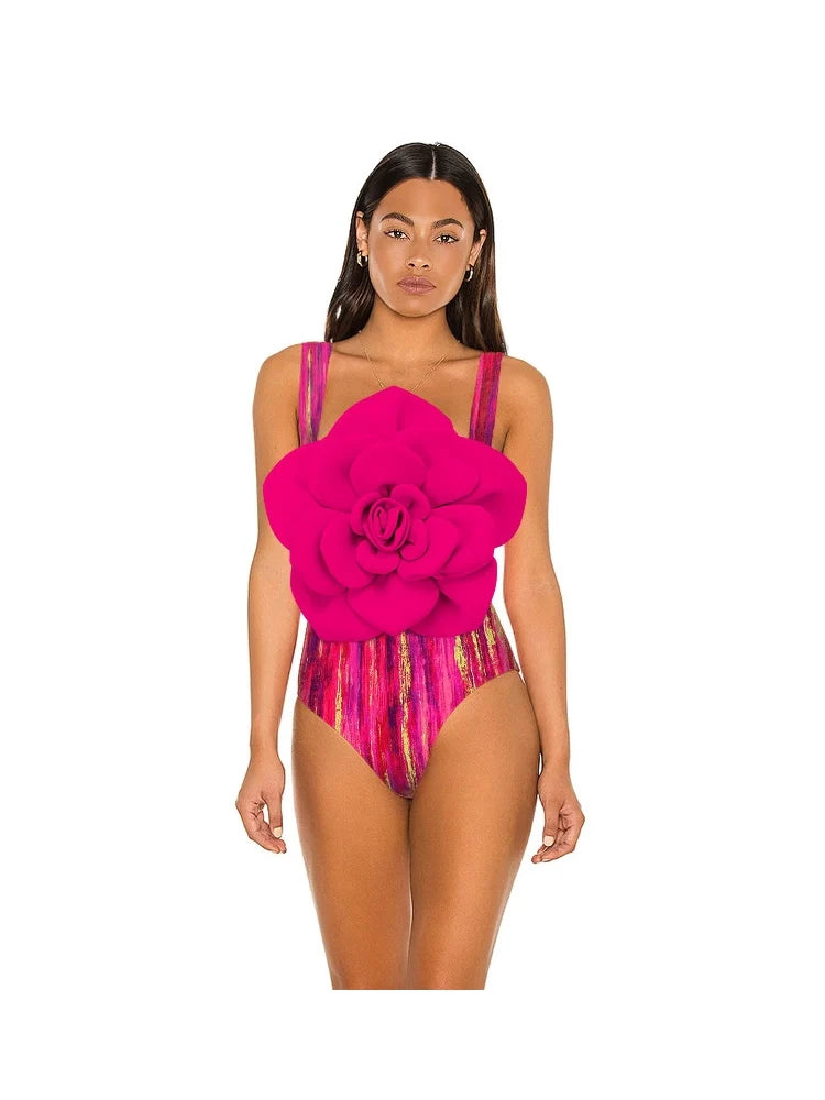 Swimsuit with Large Floral Decoration