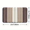 Soft striped gray bath mat with non-slip backing, absorbent plush bathroom rug for shower and tub area