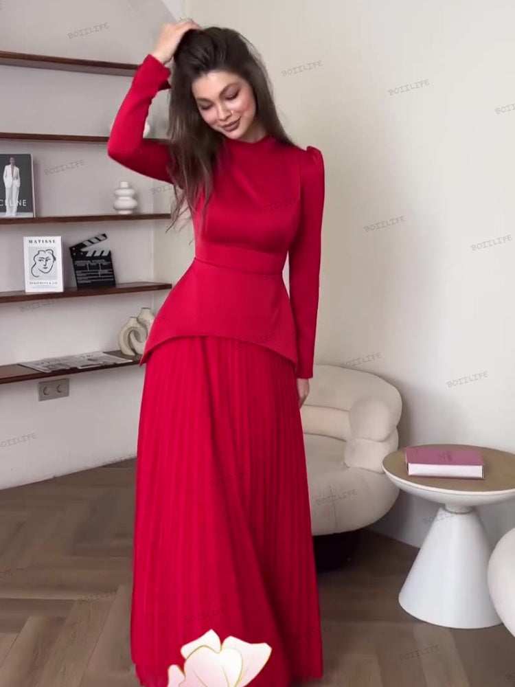 Color Block Splicing Slim Fit Lace-Up Long Sleeve Maxi Dress
