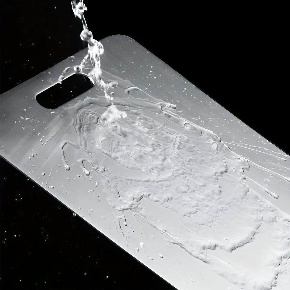 Stainless steel cutting board with handle, durable kitchen chopping board for meat, vegetables, and food prep