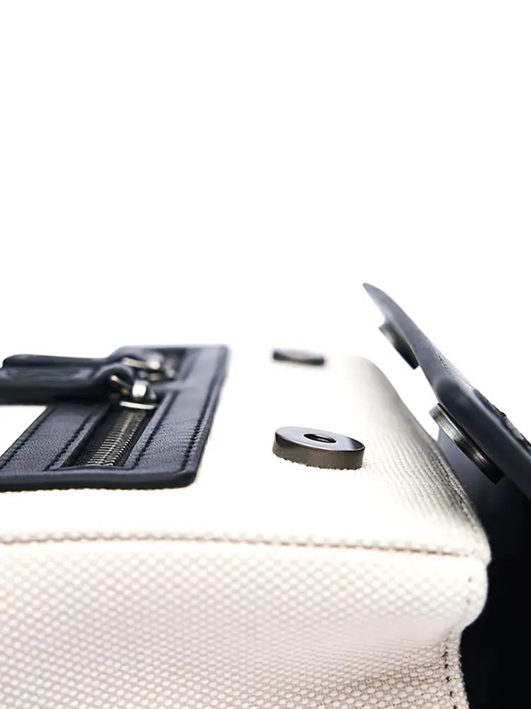 New Pebbled Leather & Canvas Shoulder Crossbody Tote